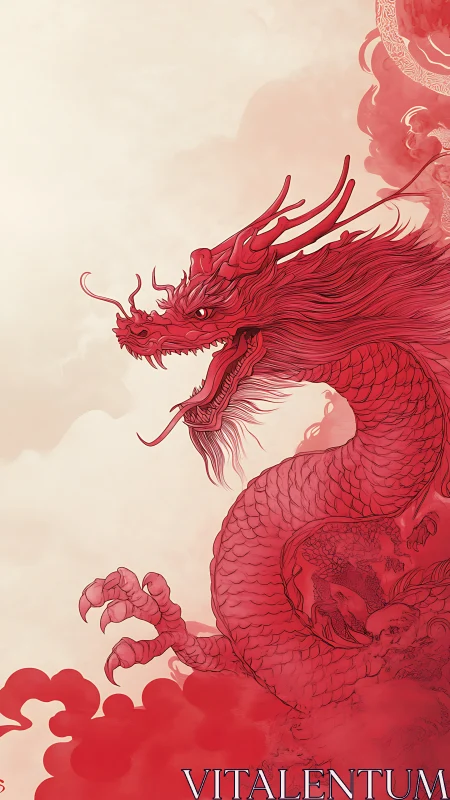 Digital ink dragon illustration with asymmetrical scroll layout.