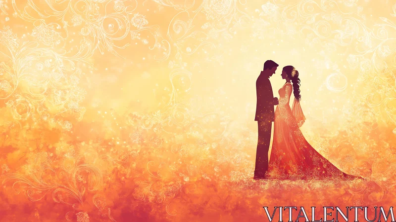 Bride and Groom in Luminous Golden Embrace.