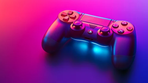 PlayStation Controller Rendered with Neon Gradient Lighting