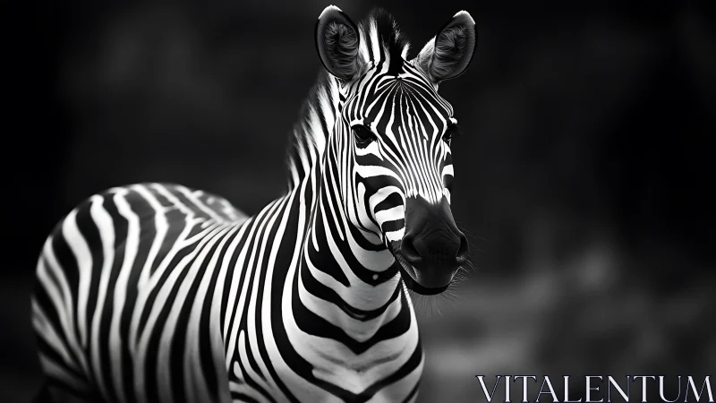 Zebra portrait shows bold stripes in high contrast light
