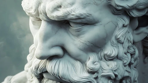 Monumental marble deity rendered in hyperreal sculptural closeup