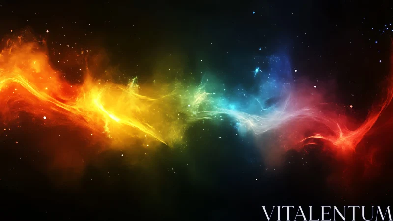 Prismatic nebula river stitches starlit night into color