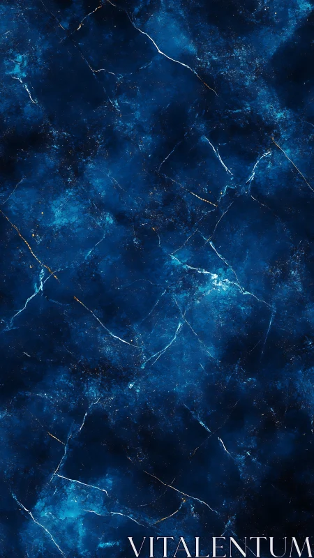 Deep blue marble texture shows glowing fractures and veins