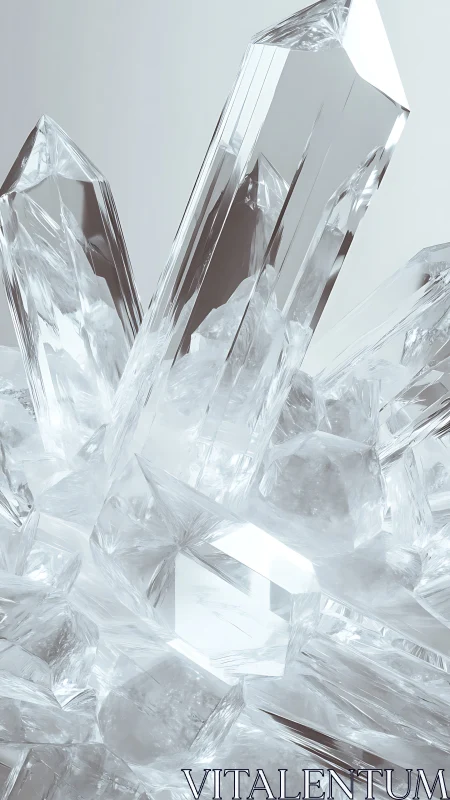 Transparent quartz crystal cluster rendered with high-specular detail