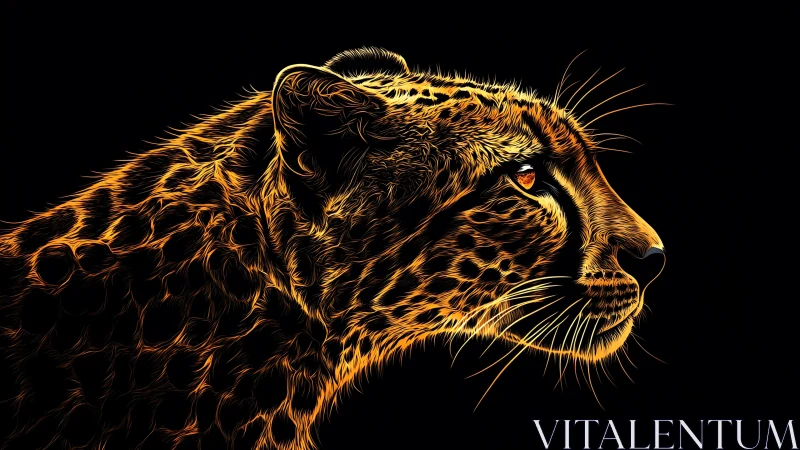 Golden Tiger Profile Against Black Background.