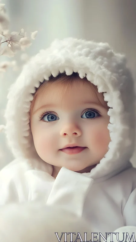 Innocent Wonder: A Cherubic Infant's Ethereal Cloud Portrait