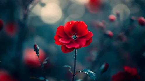 Red Rose in Quiet Bloom.