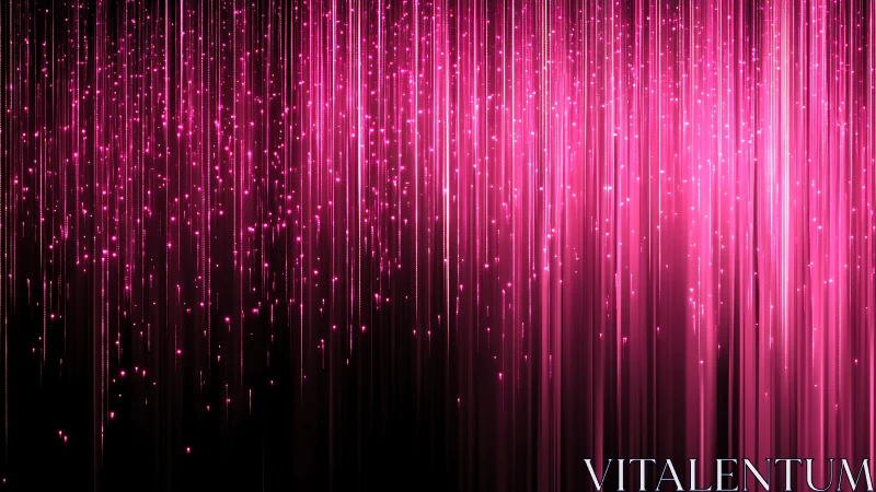 Neon pink light rain drifting softly through the dark.