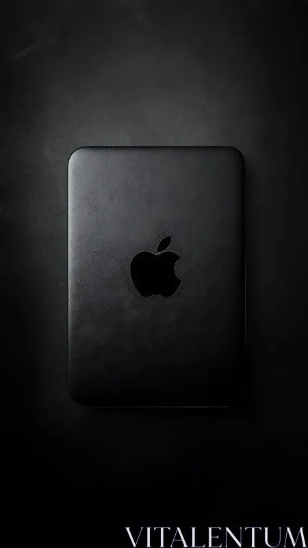 Black Apple Device on Dark Textured Background.