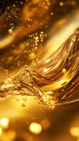 Golden liquid ribbons swirling in warm glowing light.