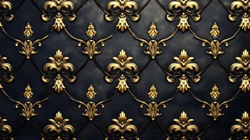 Luxurious Gold Fleur-de-Lis Pattern on Elegant Dark Background.