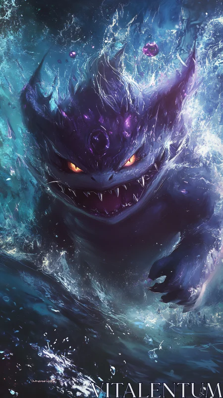 Stormlit phantom beast rising from a swirling ocean night.