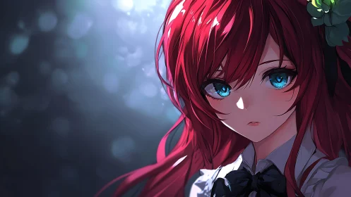 Chromatic anime portrait with high contrast ocular focus.