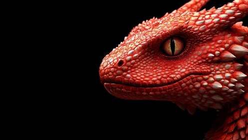 Playful red dragon portrait with bright curious gaze.