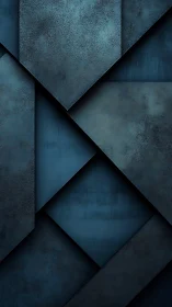 Overlapping blue metal plates form a geometric layered field