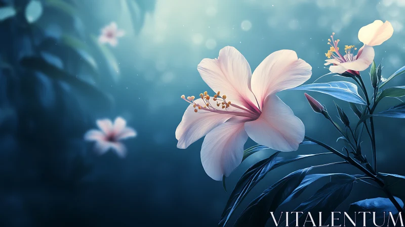 Large-petal hibiscus bloom exhibits luminous translucency with gradient color modulation