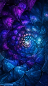 Spiraling bioluminescent fractal petals form a iridescent vortex
