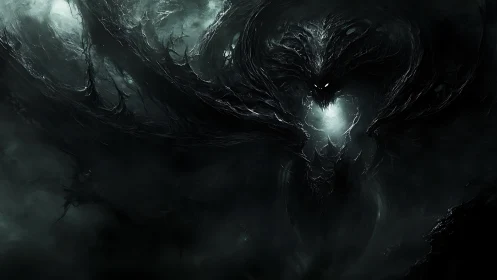 Shadow creature materializes from swirling dark energy