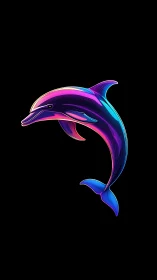 Neon gradient dolphin silhouette on pure black background.