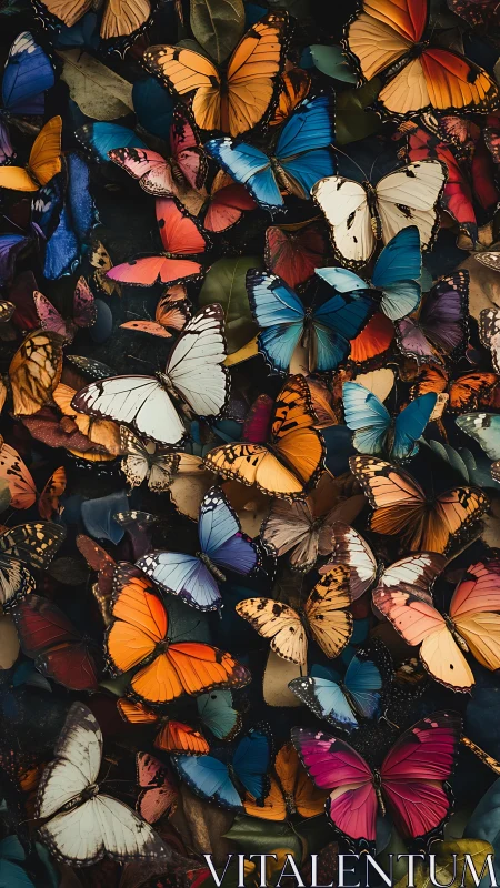 Joyful kaleidoscope of colorful butterflies in soft light.