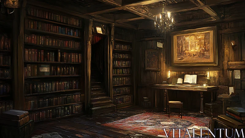 Story-soaked library glows with candlelit scholarly charm