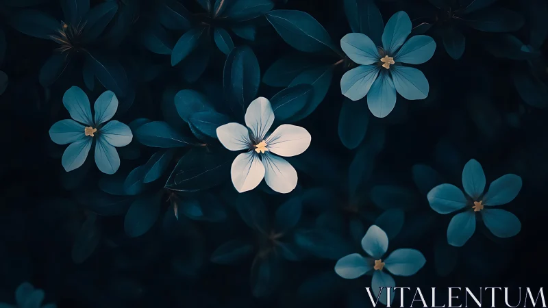 Teal Botanical Study with Cream Focal Bloom Composition