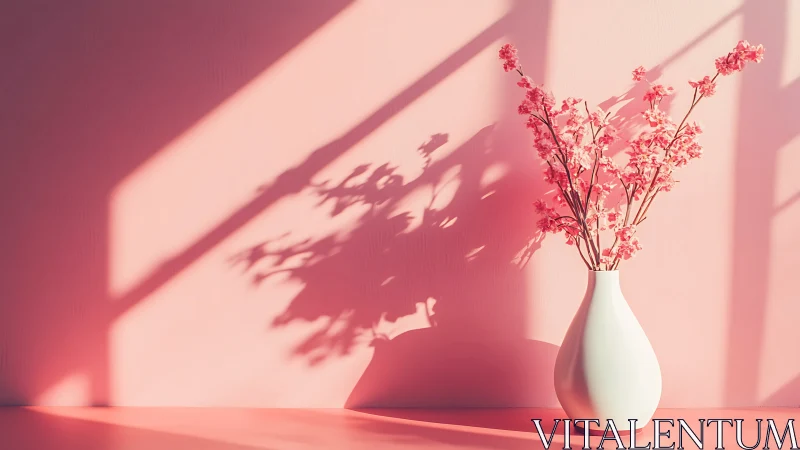 Soft pink blossoms in sunlight brightening a cozy corner.