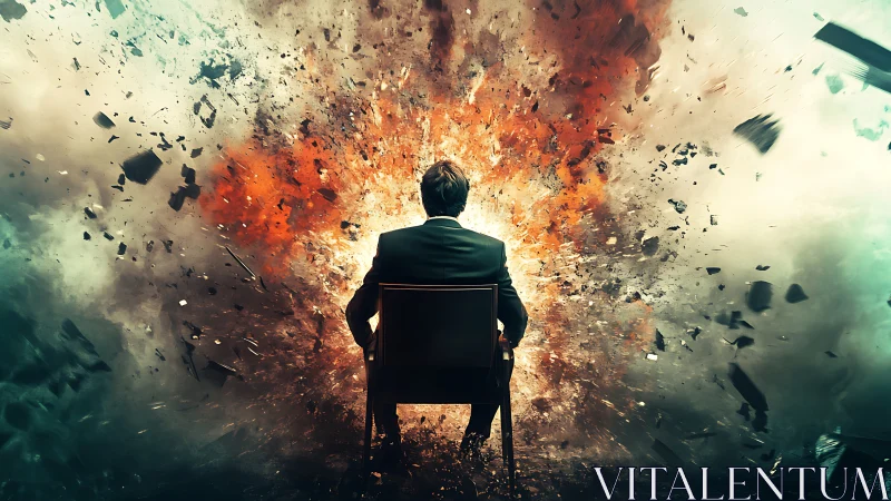 Calm executive watches his world detonate into painted shrapnel