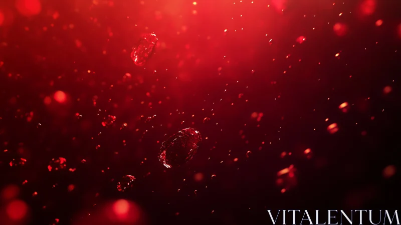 Ruby specks drifting through molten twilight cosmos.