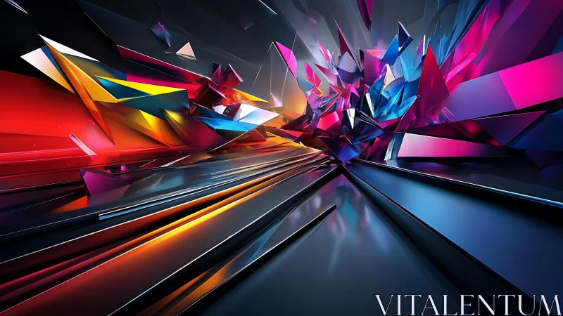 Vibrant abstract crystal explosion in futuristic digital art style.