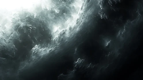 Dense storm cloud mass with high contrast lighting effects.