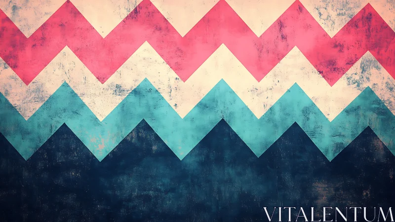 Chevron stripes in distressed pastel textures create contrast.