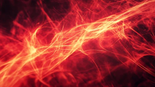 Vivid Abstract Red and Orange Light Streaks on Dark Background.