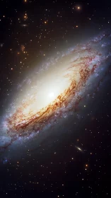 Spiraling galaxy glows softly as starlight drifts into space