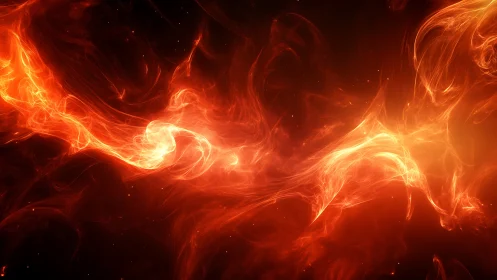 Dynamic Fire Energy Eruption Against Black Void.