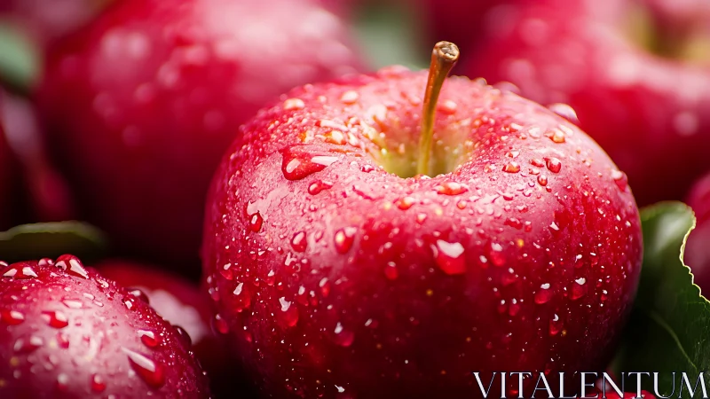 Macro optical study of dewy red apples under soft lighting.