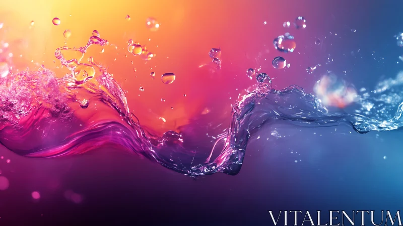 Colorful liquid splash against vivid gradient background.
