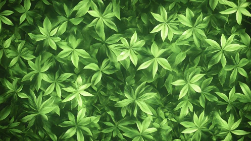 Radial green foliage pattern with layered luminous leaf whorls