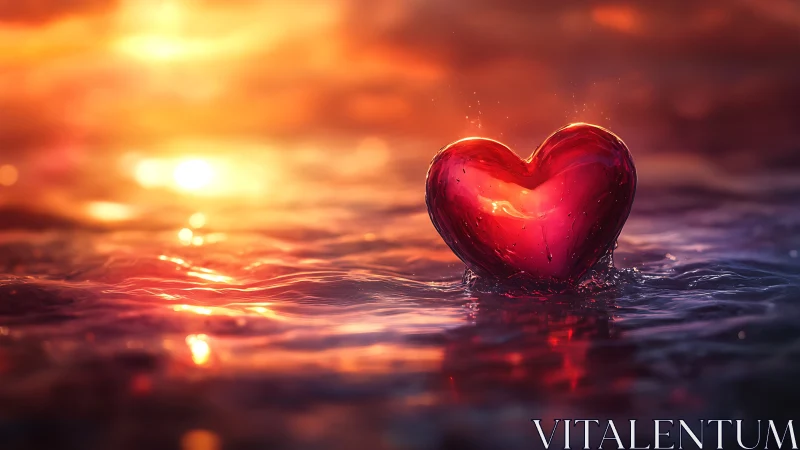 Luminous Heart Glowing at Sunset.