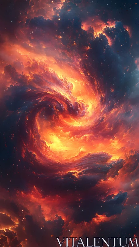 Stellar vortex nebula rendered in luminous digital firestorm
