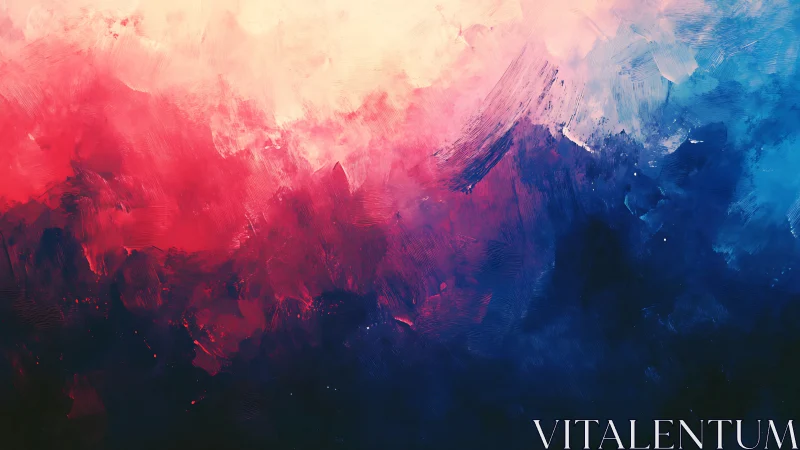 Vibrant red and blue abstract gradient suggests distant horizon