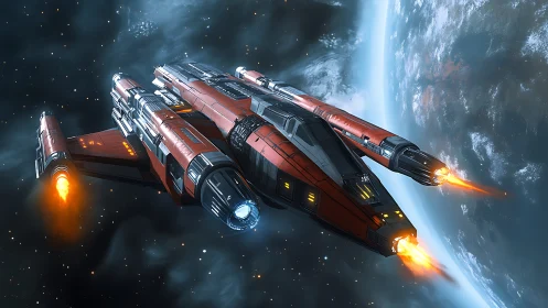 Retro propeller aircraft over dramatic river canyon landscape.