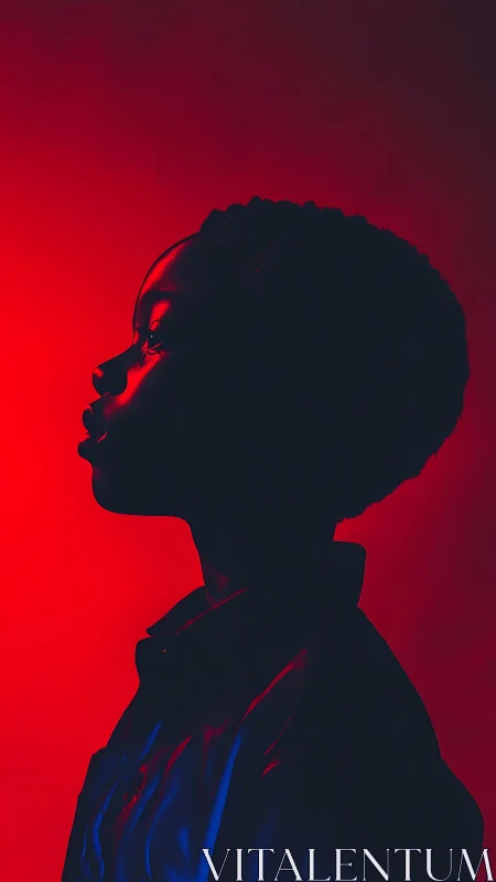 Silhouette Unbound: Afro Profile in Crimson Rebellion.