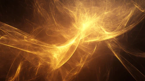 Golden solar currents swirling through a dreamy night sky.