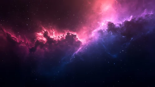 Nebula cloudscape in vivid magenta and deep blue space.