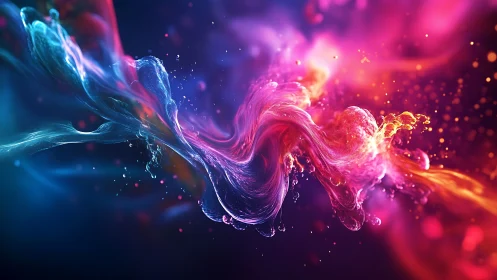 Chromatic fluid vortex in luminous cosmic motionscape.