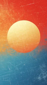 Warm sun orb floats over textured abstract horizon sky