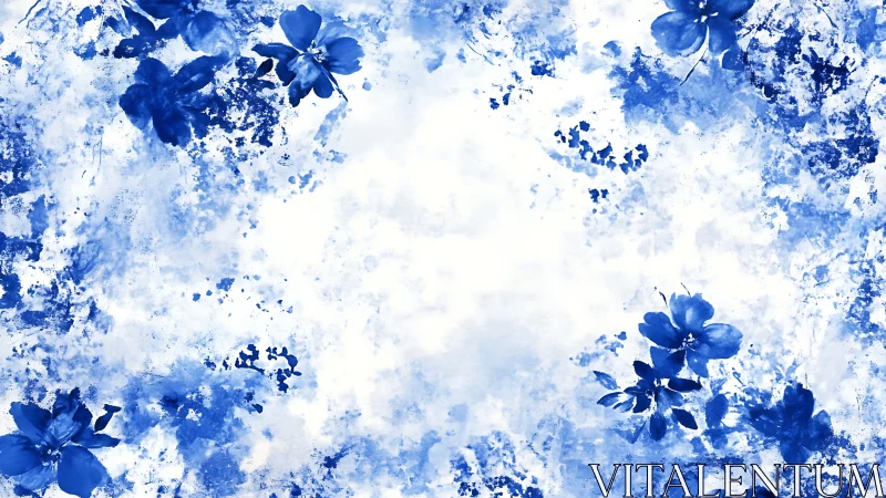 Indigo Dreams: Where Flowers Bloom in Watercolor.