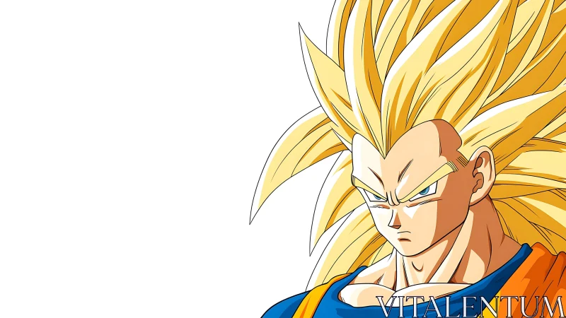 Bold anime warrior with golden energy and sharp focus.