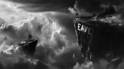 Floating cliffs above clouds whispering a quiet goodbye.